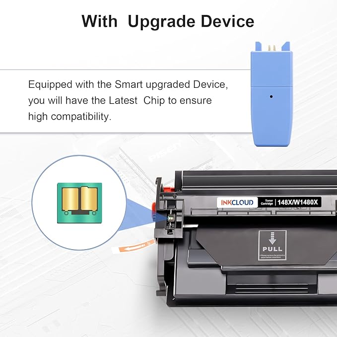 INKCLOUD 148X Black Toner Cartridges 2 Pack with Chip and Upgrade Device Compatible Replacement for 148A 148X W1480X for HP Pro MFP 4101fdw 4101fdn 4101dw, Pro 4001n 4001dn 4001dw