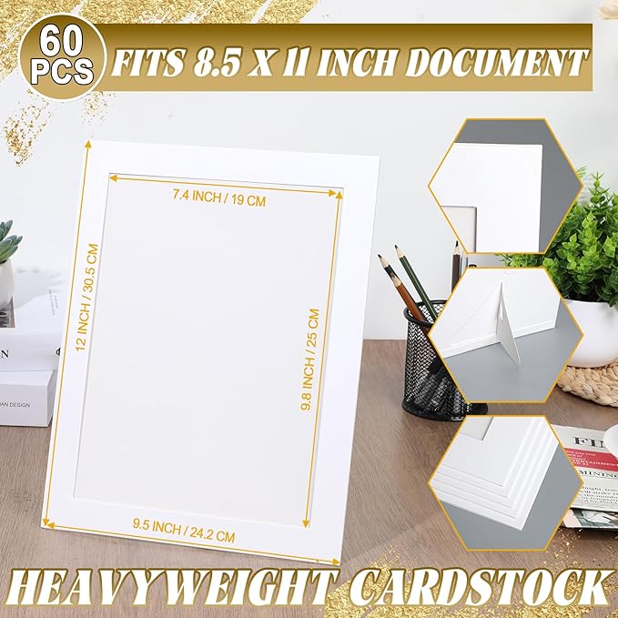 8.5 x 11 Paper Diploma Frame with High Definition PVC Window Paper Certificate Degree Document Holder Picture Photo Frames Display Gallery Wall Frame Art Frames for Tabletop and Wall Display(60,White)