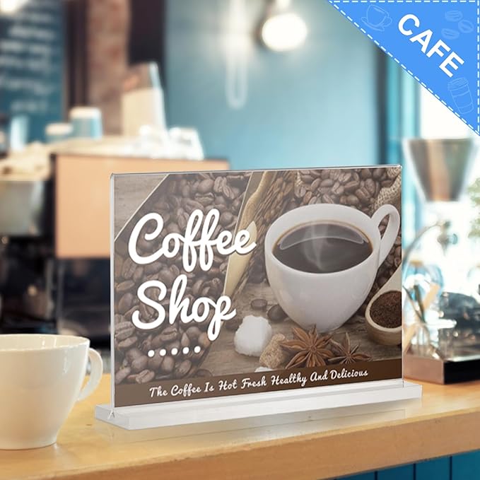 Acrylic Sign Holder 11x8.5 Horizontal Double-Sided Plastic Display Sign Holder for Table Menu, Flyer, Office Acrylic Sign Holer 6 Pack