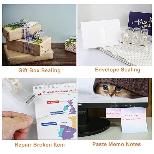 BOMEI PACK 24PACK Transparent Tape with Dispenser, Office Clear Tape Refill Rolls with Dispenser Bulk for DIY, Gift Wrapping, Repairing, Home and School, 3/4in x 1000in