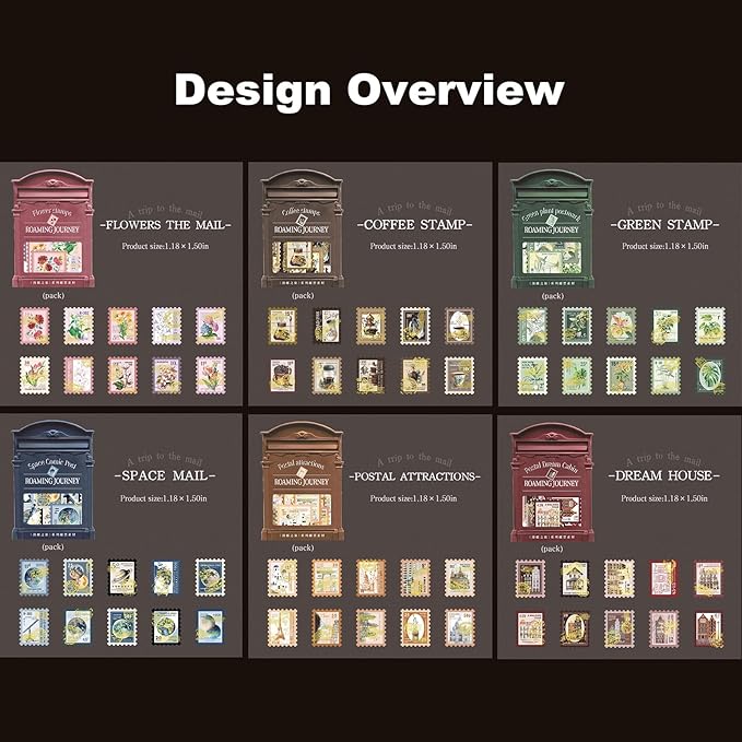 Vintage Stamp Paper Set, 120 PCS Embossed Scrapbook Paper Kit for Journaling, DIY Collage, Card Making, and Art Crafts Supplies