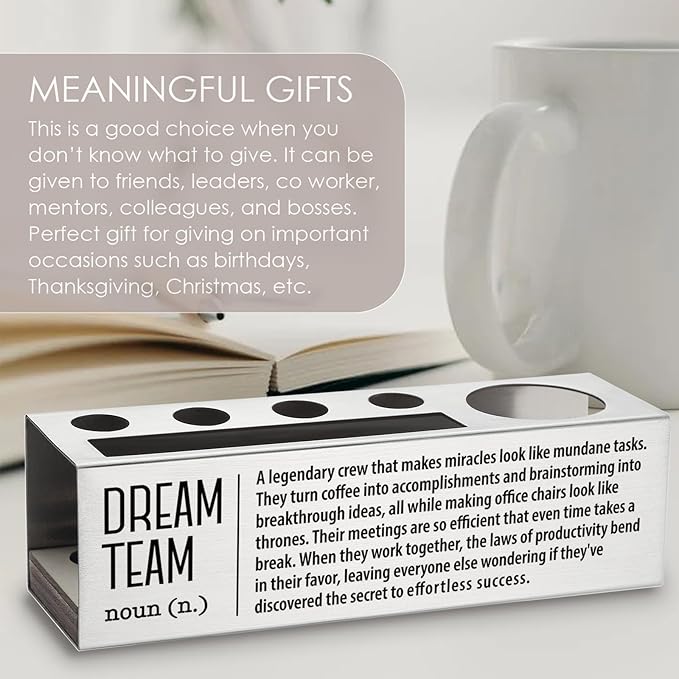 Dream Team Definition, Team Building Gifts, Fun Office Gifts for Team, Team Gifts for Employees, Co Worker, Stainless Steel Pen Pencil Holders WCC58