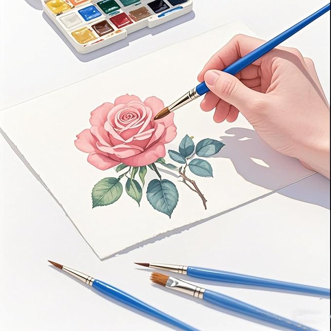 50Pcs Children's Drawing Pen Set, Loose Brush Washable Art Brush, Suitable for Students, classrooms and Handicraft Painting, doodling, Watercolor Painting and face Painting Blue-50pcs（Flat Head）