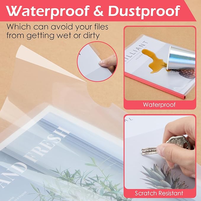 Thenshop 100 Pcs Clear Report Covers with Sliding Bars Sliding Bar File Folder Binder Plastic Report Folder for File Paper Book Resume Letter Office, 30 Sheet Capacity (Red)