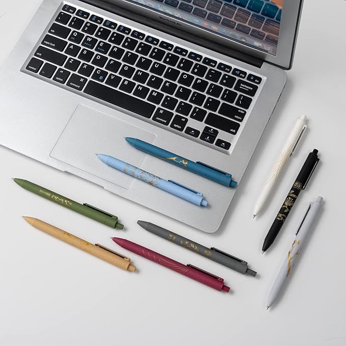 MiSiBao 0.7mm Black Ink Gel Pens Refillable & Retractable Gel Ink Rolling Ball Pens Gilding Process Pattern Smooth Writing Gel Pen (18-pack)