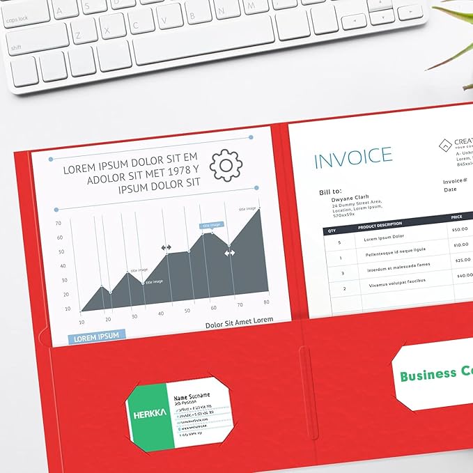 Two Pocket Folder, HERKKA 100 Pack 2 Pocket Folders, Letter Size Paper Folders Designed for Office and Classroom Use, Assorted 5 Colors