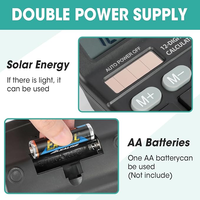 8 Pack Calculator Bulk, 12 Digits Calculators Desktop with Large LCD Display and Sensitive Butto, Solar and Battery Dual Power, Desk Calculator for Office, School, Home