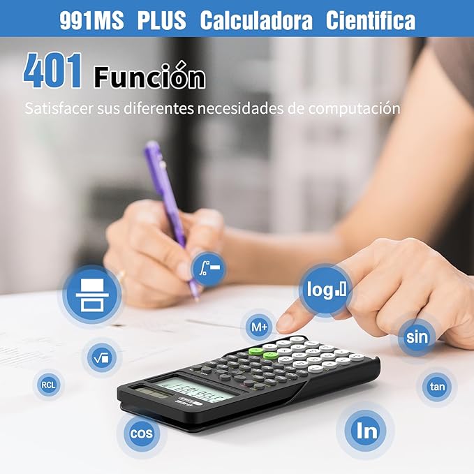 Scientific Calculator for Students, 991 MS Science Calculator for Middle and High School Supplies Calculator with Cover (Black)