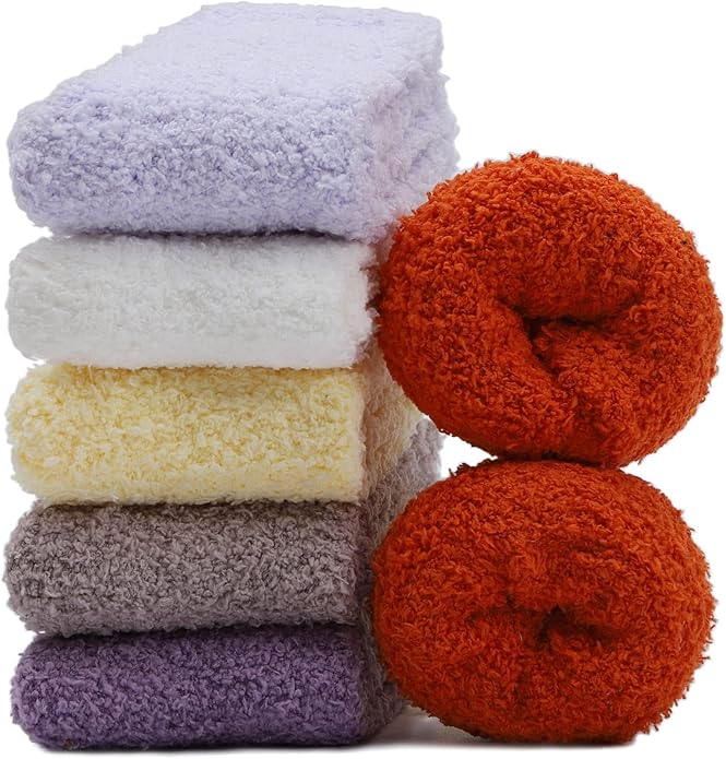 Womens Fuzzy Socks Microfiber Soft Cozy Warm Slipper Sleeping Winter Sock Fluffy Cabin Plush Stocking Stuffers