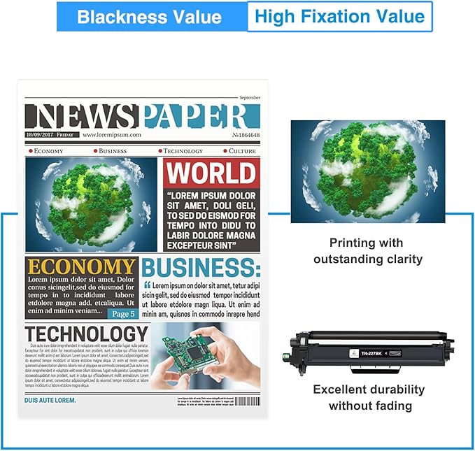 TN227 TN-227BK/C/M/Y High Yield Toner Cartridge 4 Pack: Compatible for Brother TN223 TN-223BK/C/M/Y TN-227 TN 227BK/C/M/Y 227 for HL-L3270CDW HL-L3210CW MFC-L3770CDW HL-L3290CDW MFC-L3750CDW Printer