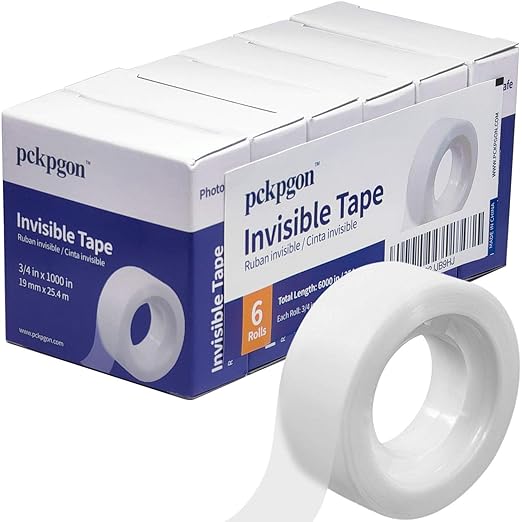 Invisible Tape Refills for Dispenser, Matte Finish Translucent Tape, 3/4 x 1000 Inches, 6 Boxed, Engineered for Repairing Correction and Labeling