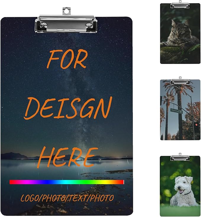 Personalized Double-Sided Custom Clipboard - Add Your Photo, Text - Simple Fashion Clipboard for Paper Documents, Notebooks, Magazines, Photos, Stamps