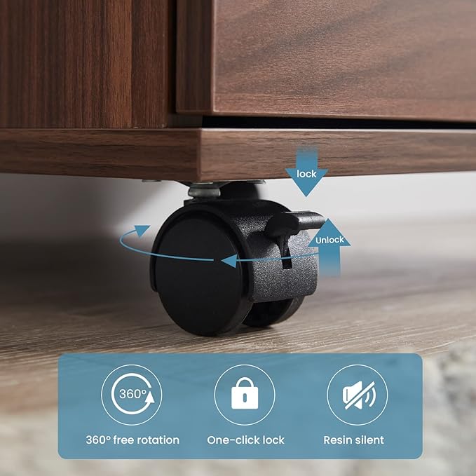 Farini Mobile File Cabinet for Home Office, 3 Drawer Chest Wood, Drawers Unit for Under Desk, Storage Drawers Cabinet Brown