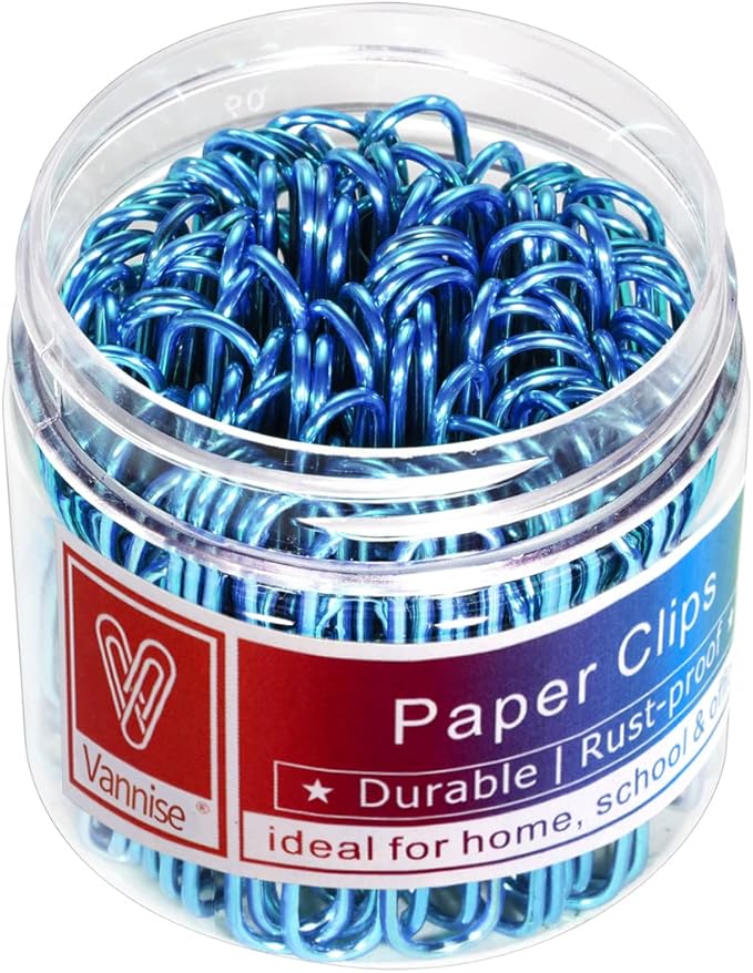 Paper Clips, 2 Inch Large Paper Clips(50mm), Corrosion-Resistant Vinyl Coated PaperClips, Durable and Save-Money, Holds up to 30 Sheets Jumbo Blue PaperClips Great for Home, School and Office
