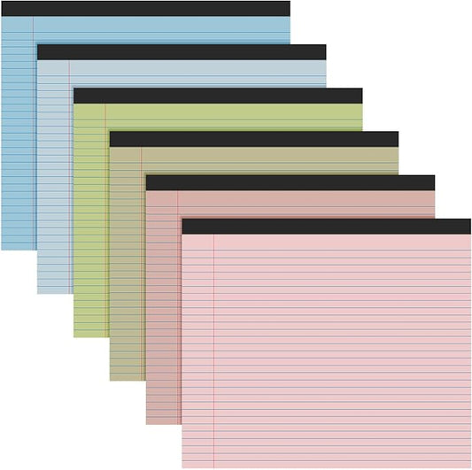 Lincia 6 Pcs 11" x 9.5" Legal Pads College Ruled Notepad Landscape Notebook Horizontal Lined Notebook 80 Gsm Assorted Colors Paper Pastel Writing Pads for School Office, 40 Sheet (Pastel Colors)
