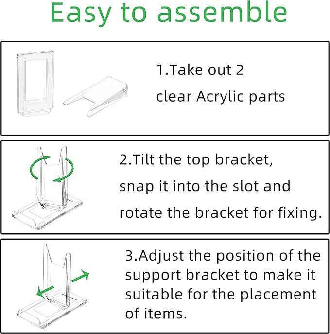 （10 Pack ）Acrylic Book Stand for Display Adjustable Clear Display Holder Easel Collector Stand for Home Office Back to School Comic Album CD Magazine Postcard Artworks (4.2 x 4.3 x 2.35 Inch)