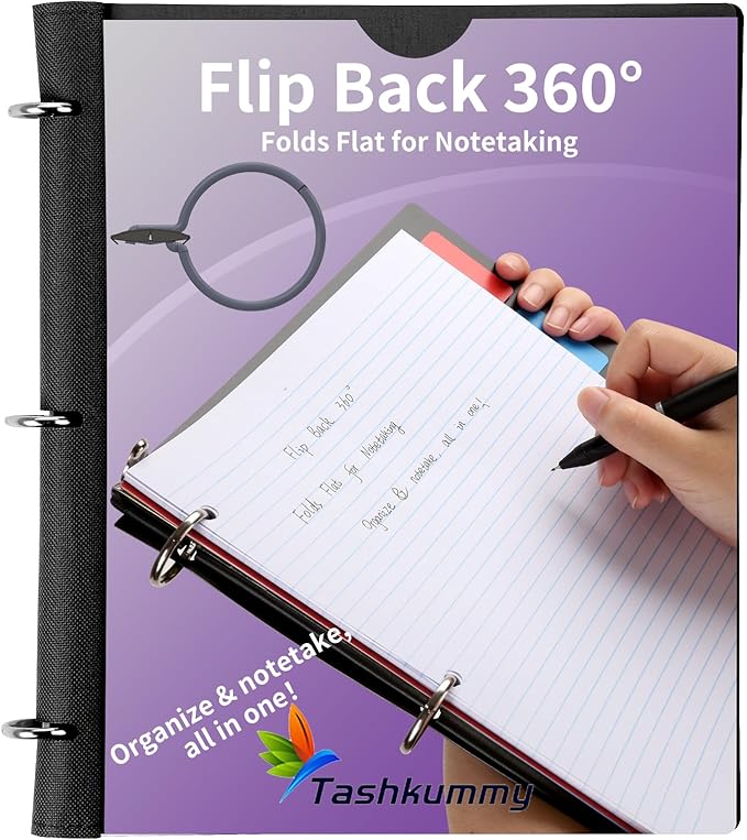 360° Pivotable 3 Ring Binder, Upgraded Foldable Binders 1 inch 6 Pack, Thin Small Three Ring Binder Fits 8.5" x 11", for Home, School and Office Binders Supplies - 6 Assorted Color