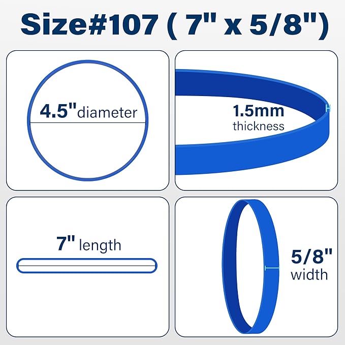 LotFancy Large Rubber Bands, 30Pcs Size #107 Big Wide Elastic Bands, Heavy Duty Blue Long Rubber Bands for Office Supplies