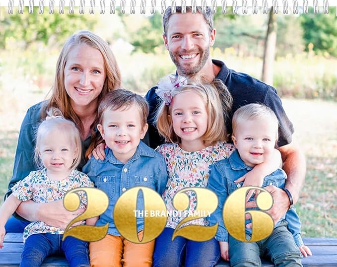 Custom Photo Wall Calendar 2026 - Personalized Family & Office Photo, Print Your 13 Memories Custom - Perfect for Parties, Birthdays & Christmas Gifts (Cover 5（11"×17"）, 2 x Calendars)