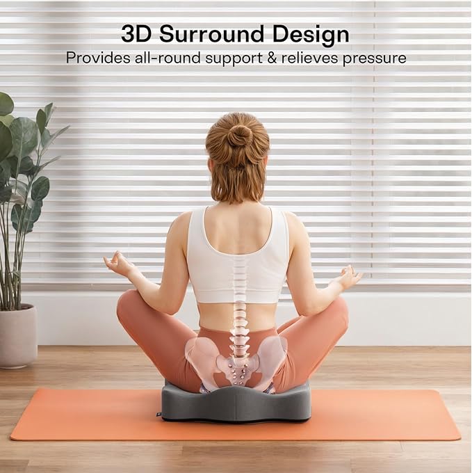 Seat Cushions for Office Chairs - Pressure Relief Seat Cushion - Car Seat Cushions for Pressure Relief, Tailbone Pain, Sciatica & Back Pain Relief for Office Chairs (Grey)