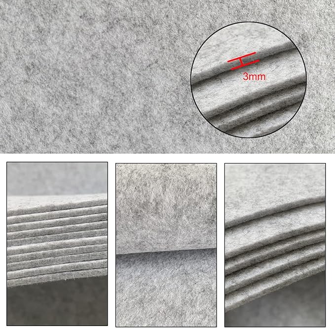 aufodara Felt Fabric 11.8 x 98.4 inch Craft Felt Fabric Roll, Felt 3mm Thick for Felt Table Mats DIY Arts & Crafts Patchwork Sewing Decorations (Light Grey)