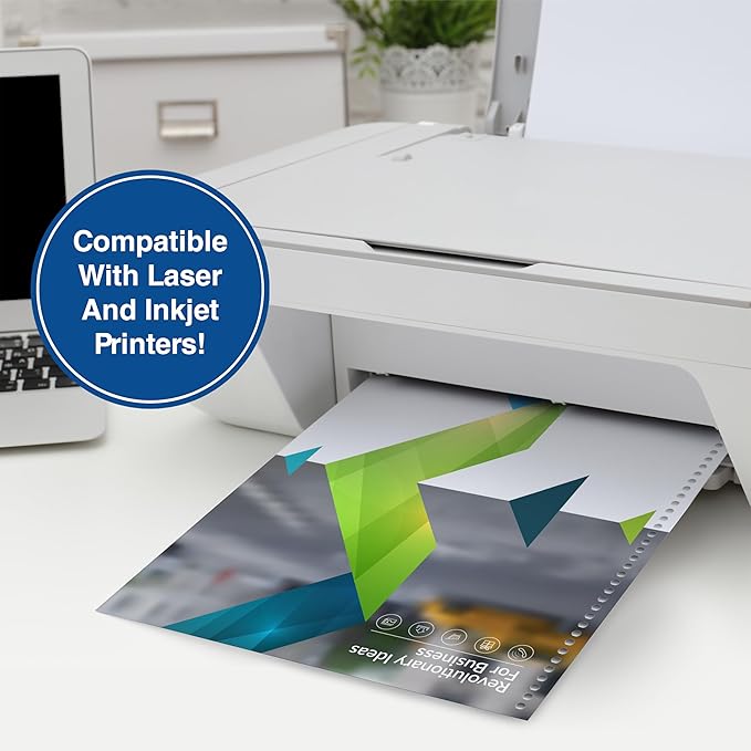 PrintWorks Professional Pre-Punched Spiral Binding Paper - 43-Hole (4:1 Pitch Hole Punch) - Book Binding Printer Paper - Made in the USA - 500 Sheets - 8.5" x 11" - 20 lb - 92 Bright White (04144)