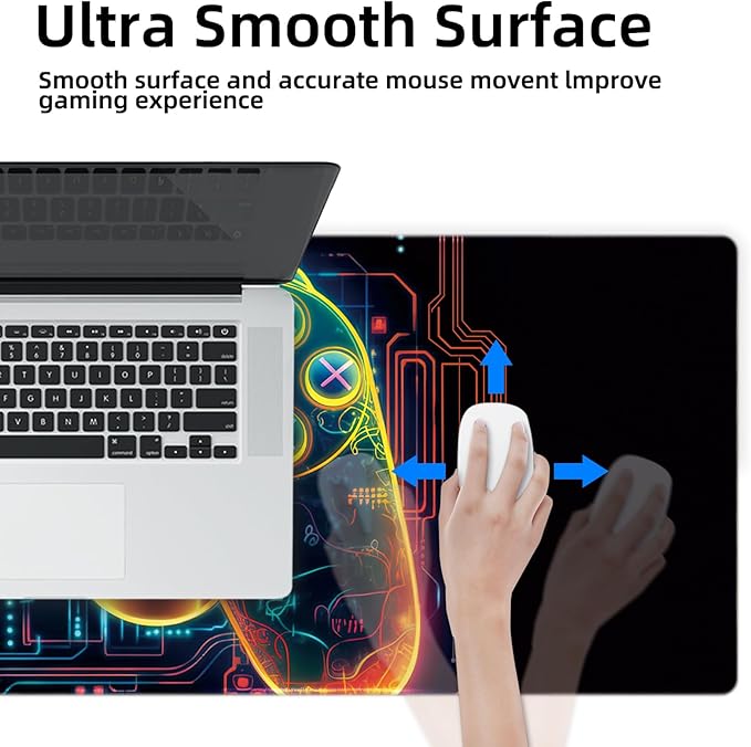 Galdas Gaming Mouse Pad XXL XL Large Long Extended Big Mousepad Non-Slip Rubber Keyboard Mouse Pad with Stitched Edges for Laptop Home Office (31.5x11.8x0.08 Inch) … (Handle)