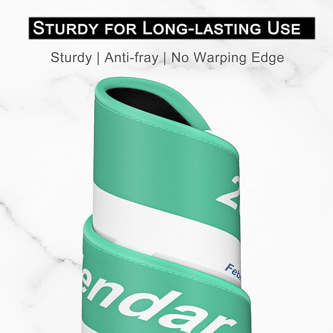 2026 Calendar Mouse Pad, Square New Year 2026 Mousepad 10.2 x 8.3 Inch, Stitched Edge Anti-Slip Waterproof Rubber Computer Mat for Office, Gaming, Laptop, New Year Office Supplies Gift, Green