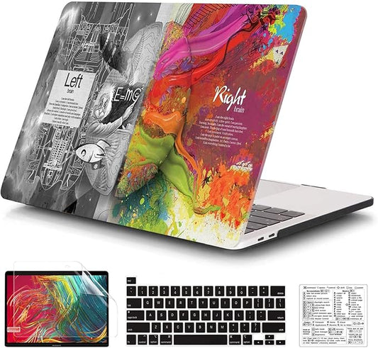 Compatible with MacBook Pro 13 Inch Case M2/M1 2025 2022-2017 A2338 A2289 A2251 A2159 A1989 A1706 A1708 Plastic Hard Shell Case&Keyboard Skin&Mac OS Keyboard Sticker (Einstein's Brain)