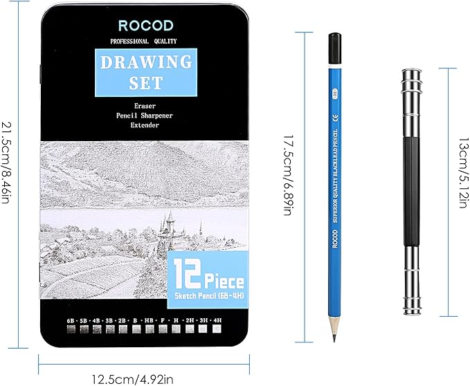 Profession Sketch Pencils 6B to 4H for Kids and Adults Drawing, Art Graphite Pencil for Artists Beginner Sketching