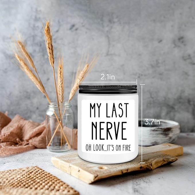 Homsolver Birthday Gifts for Women, Funny Friendship Gift for Friend - My Last Nerve Lavender Candle - Unique Best Friend Birthday Gifts for Women, Her, Mom, BFF, Sister