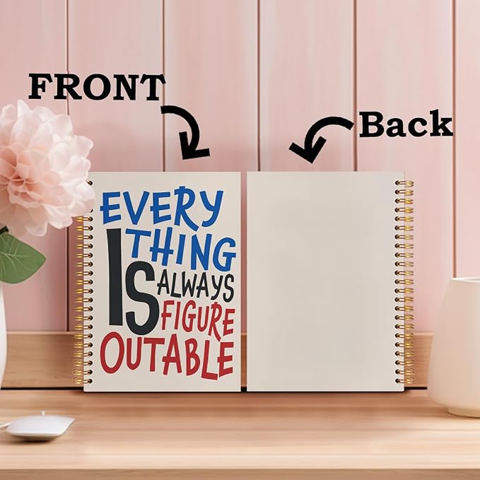 SNNDER Everything Is Figureoutable Inspirational Notebook Journal, Affirmation Journal for Women Men, Positive Affirmation Gifts, Motivational Hardcover Spiral Notebooks 5.5x8.3 Inch