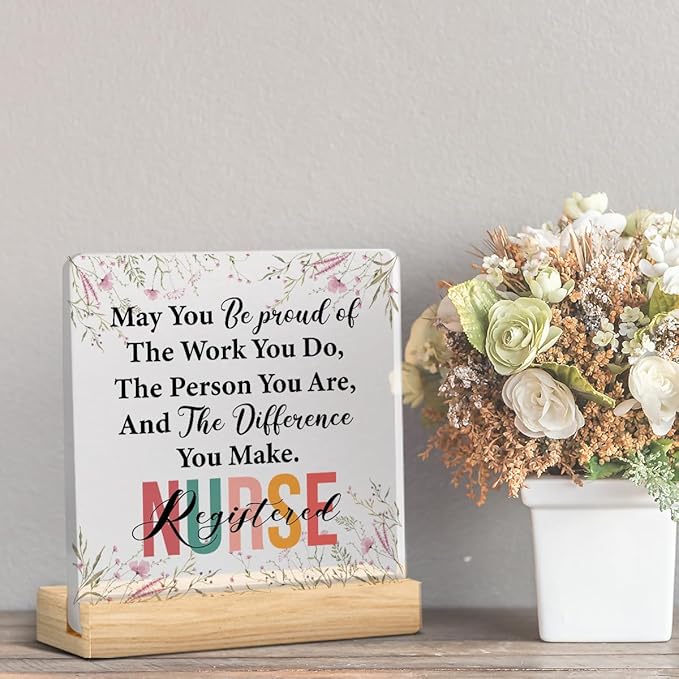 Registered Nurse Gifts for Women Nurses Week Gifts Appreciation Thank You Graduation Gift for Nurse Office Desk Decor for Home Acrylic Sign Christmas Gift
