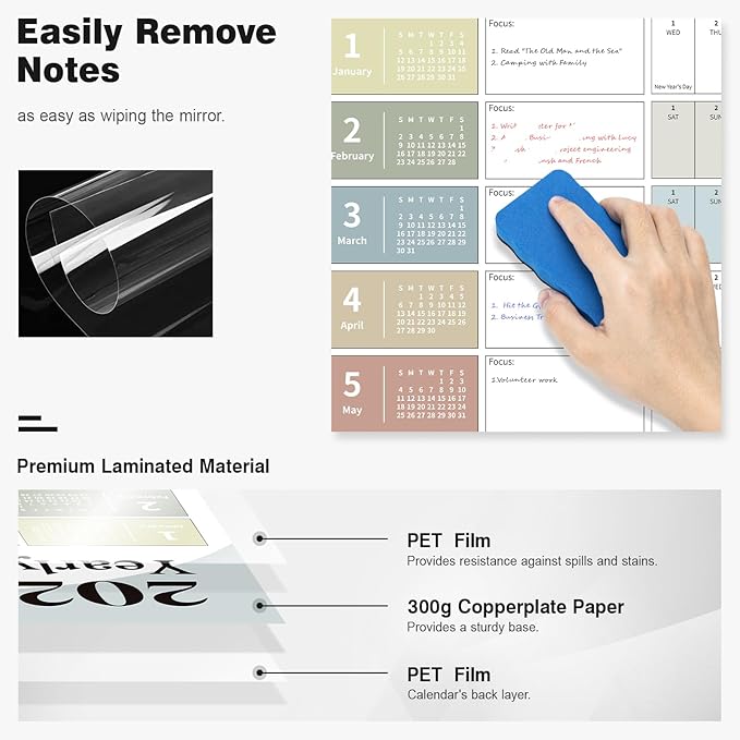 Ospelelf 2025 Wall Calendar Large 32'' x 48'' Dry Erase Laminated Calendar for Wall, 12 Month Family Calendar, Use Jan 2025 - Dec 2025 (Morandi)