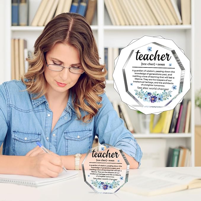 Teacher Gifts for Women Thank You Gifts for Teacher Best Teacher Ever Gifts Back to School Gift for Teacher Graduation Appreciation Birthday Christmas Gift for Teacher Definition Acrylic Decorative Signs Plaques