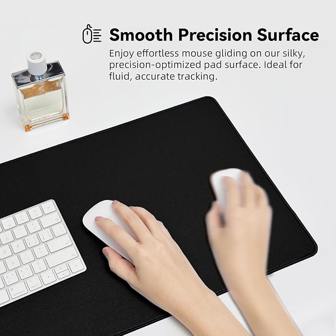 Waterproof Large Gaming Mouse Pad with Durable Stitched Edges, Non-Slip Rubber Base, Big Computer Keyboard Mouse Mat Desk Pad for Home Office Gaming Work, 31.5"x11.8"x0.16", Black