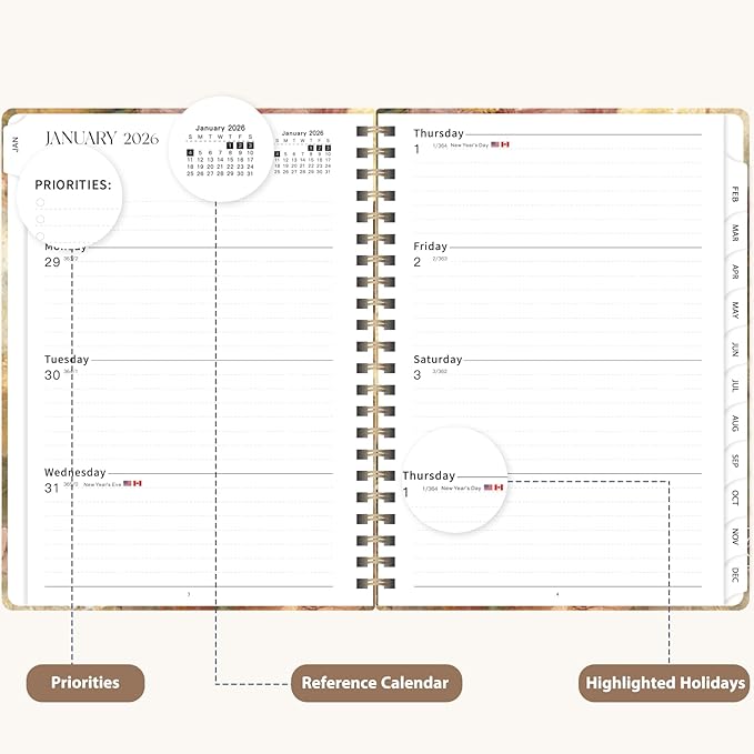 2026 Planner, Weekly and Monthly Calendar Planner Agenda, Jan 2026 - Dec 2026, Planning Academic Book, Office Desk Accessories and School Supplies - A5 (6.3'' x 8.5'')