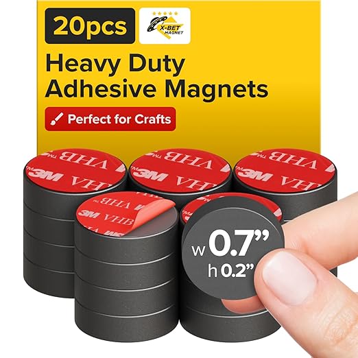 X-Bet Strong Magnets - Round Heavy Duty Craft Magnets with Adhesive Backing, 20pcs - 0.7 Inch