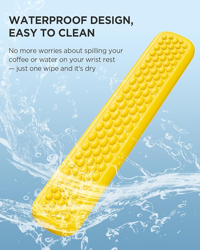 Lekvey Ergonomic Keyboard Wrist Rest, Waterproof PU Leather Wrist Pad with Memory Foam Massage Points, Durable Carpal Tunnel Support for Office/Gaming, Typing Pain Relief, Easy-Clean, Yellow