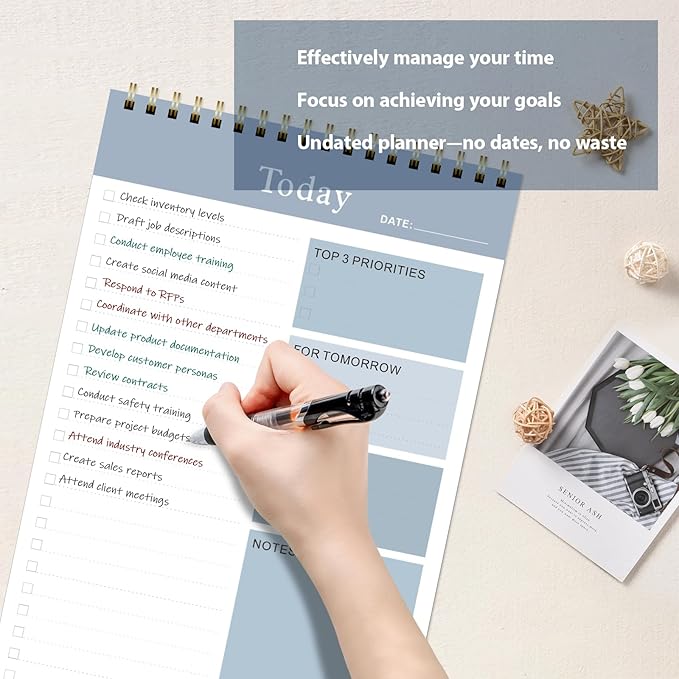 Weekly To Do List Notepad, Undated Planner with 52 Sheets (6.5''x8.9''), Desk Weekly Planner for Women & Man, Home School & Work