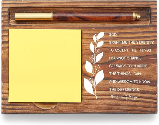 Christian Desk Organizer, Bible Verse Sticky Note Holder, The Serenity Prayer, Religious Gifts for Christians, Pastors, Church Leaders, Believers TZP106
