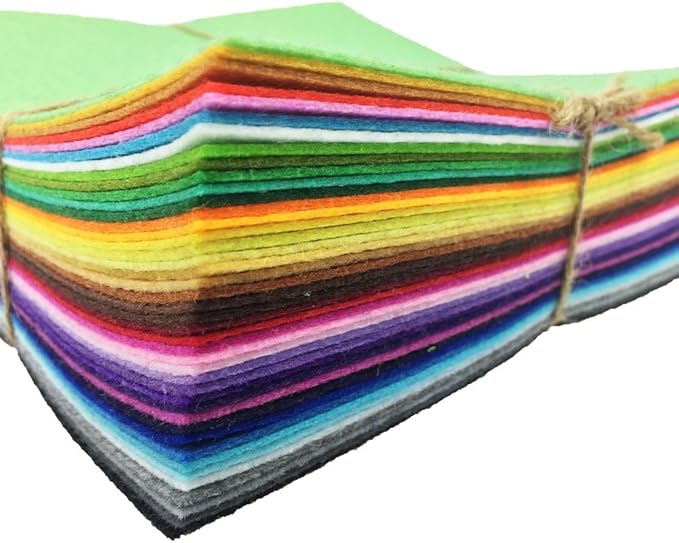 flic-flac 42pcs 8"x8“ (20x20cm) Felt Fabric Sheet Assorted Color Felt Pack DIY Craft Squares Nonwoven