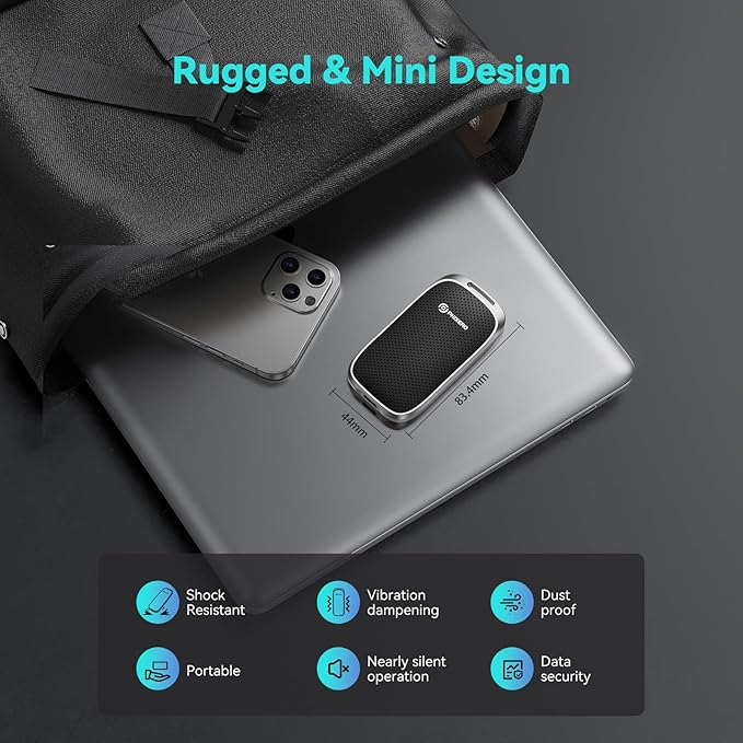 PHIXERO P5 2TB External Portable SSD - 5Gbps USB C External Hard Drive with 2-in-1 Cable for PC, Mac, PS5, Xbox | 5ft Drop Resistance, Free Lanyard, 5-Year Warranty