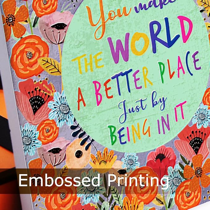 Inspirational Gifts for Teen Girls Women Birthday Christmas-Encouragement Gift Cheer Up Gifts for Friends-Motivational Sign Ceramic Plaque Desk Decor-You Make the World Sign