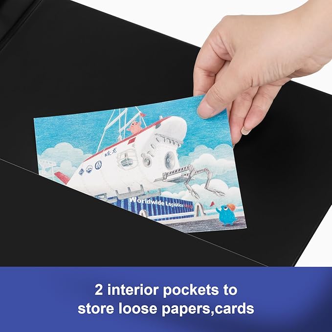 Comix Durable 3 Ring Binder, 5 inch D Ring Binders, Hold 950 Sheets of US Letter Size Paper, 2 Pack (Black)