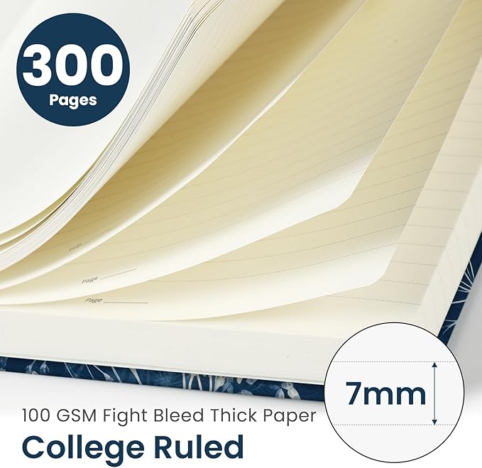 Taja Lined Spiral Notebook Journal for Work, 300 Pages Thick B5 (7.1"x10") College Ruled Journal for Women & Writing, Hardcover Notebook for Note Taking, Perfect for Office Home School, Rustic Bloom