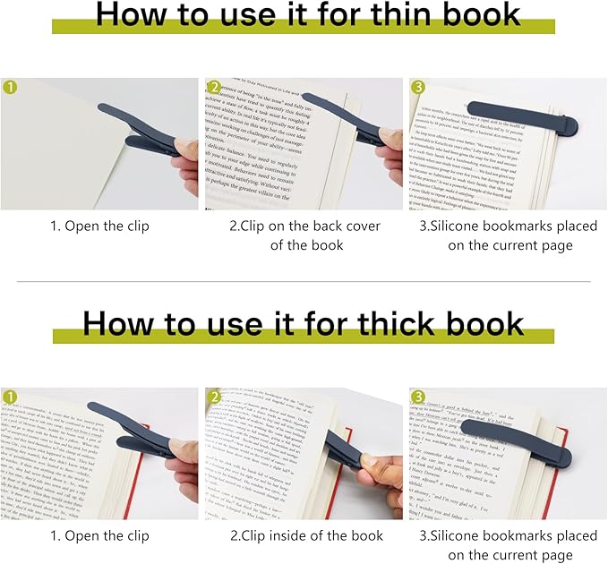 SMUK 3pcs Silicone Bookmarks for Women, Unique Automatic Book Markers for Book Lovers Reading Women Men Teens Teachers, Book Mark Book Page Keeper Reading Gifts for Reading Lovers