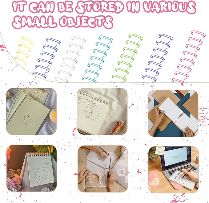 30Pcs Metal Double Loop Binding Wires Double Spiral Binding Ring Coil, 9/16" 23 Holes, 2:1 Pitch Cinch Binding Machine Wire for Teacher Student Document Notebook File Making (Iridescence)