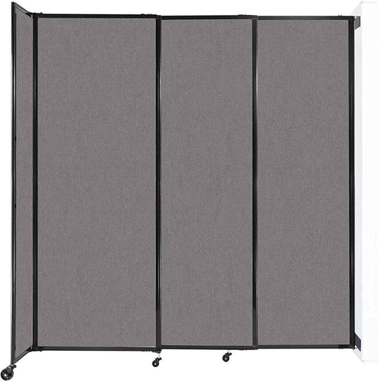 Wall-Mounted Sliding StraightWall Room Divider | Adjustable Widths | Locking Wheels | Room Separator | Up to 7'2" Wide x 7'6" Tall Slate Fabric Panels