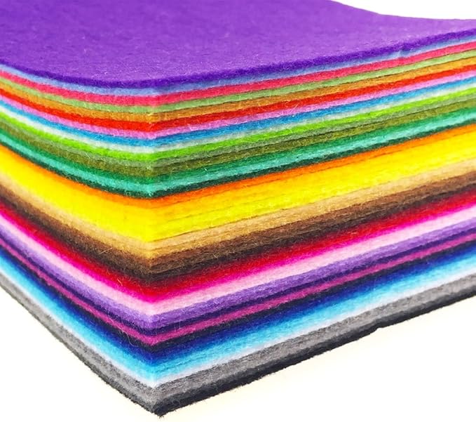 flic-flac 44PCS/88PCS Assorted Color Felt Fabric Sheets Patchwork Sewing DIY Craft 1mm Thick … (25cm * 25cm, 44pcs)